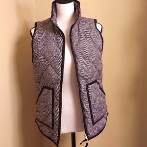 Black/tan padded vest by J Crew